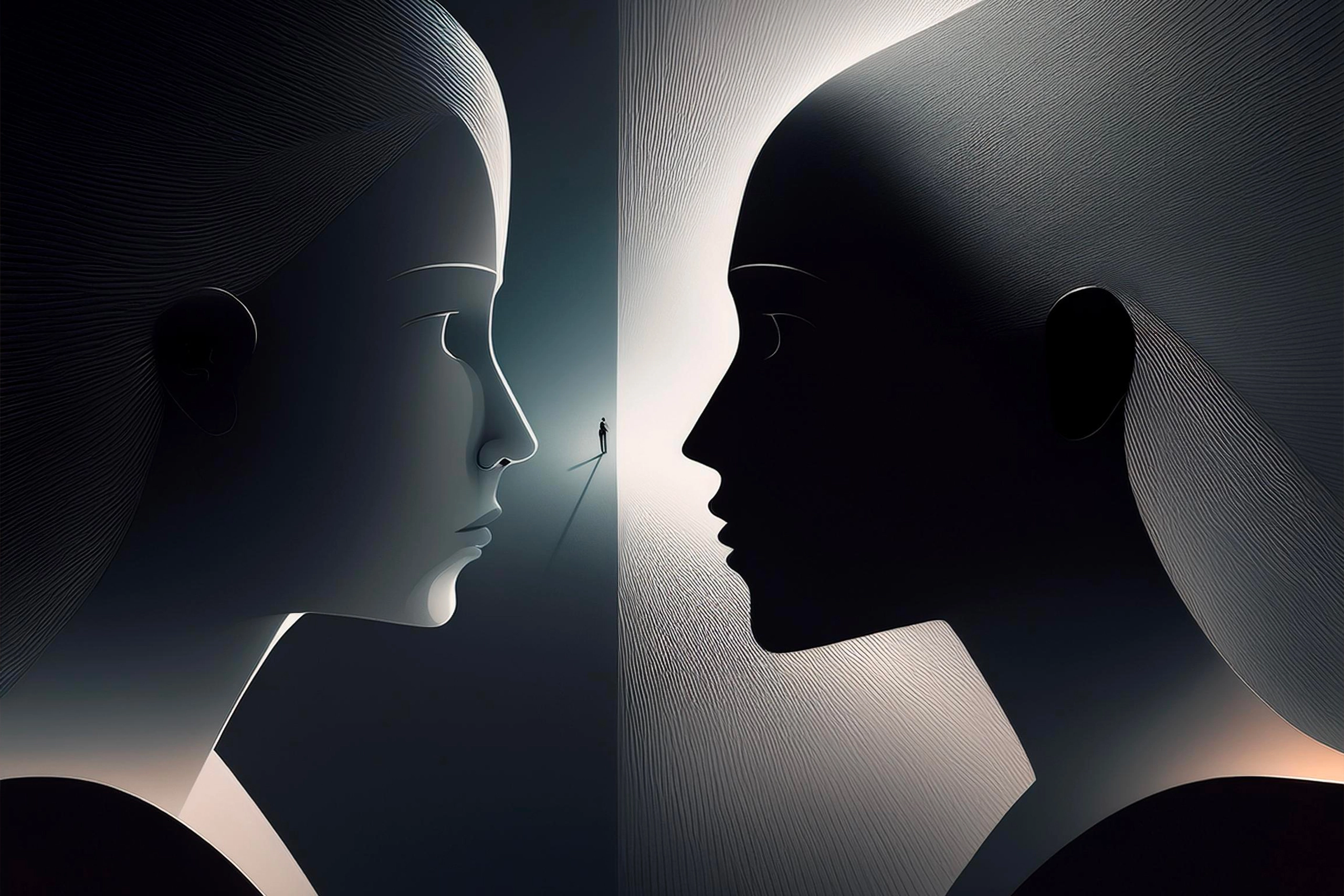 A symbolic image representing the journey from ignorance to wisdom, with a figure moving from darkness towards light, embodying the path of enlightenment and understanding