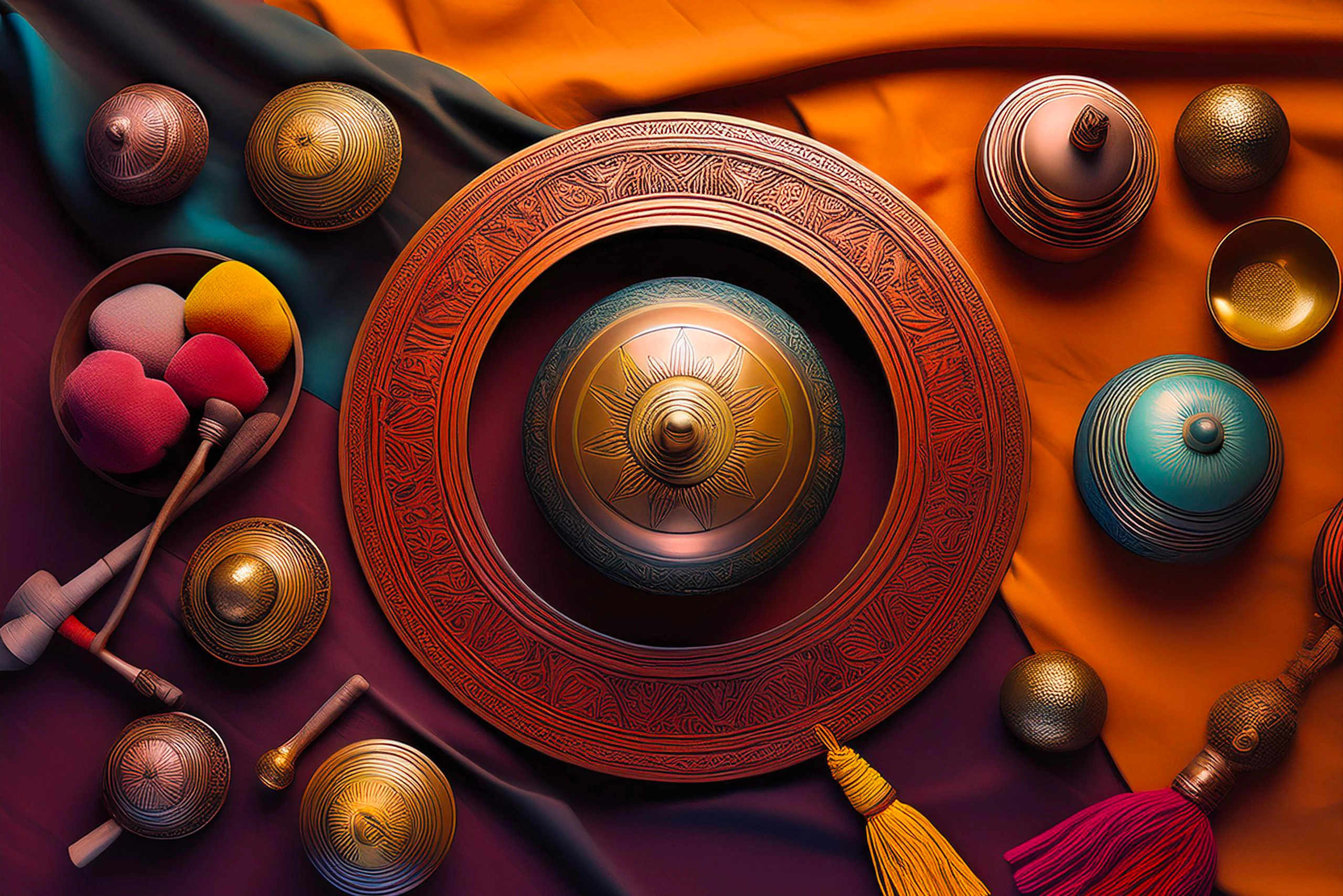 Close-up of a meditative figure surrounded by symbolic motifs, illustrating the essence of Sadhana and the journey within Tantrism