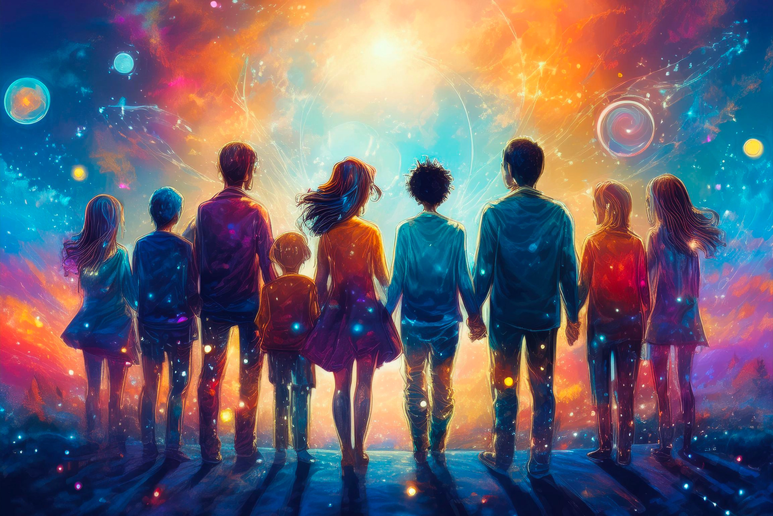 Tantra A diverse group of people gathered together, symbolizing the rich tapestry of human experiences and cultures. The image reflects the theme of diversity as a bridge to understanding, spiritual growth, and the shared essence of humanity, celebrating the beauty in differences and the unity that binds all beings