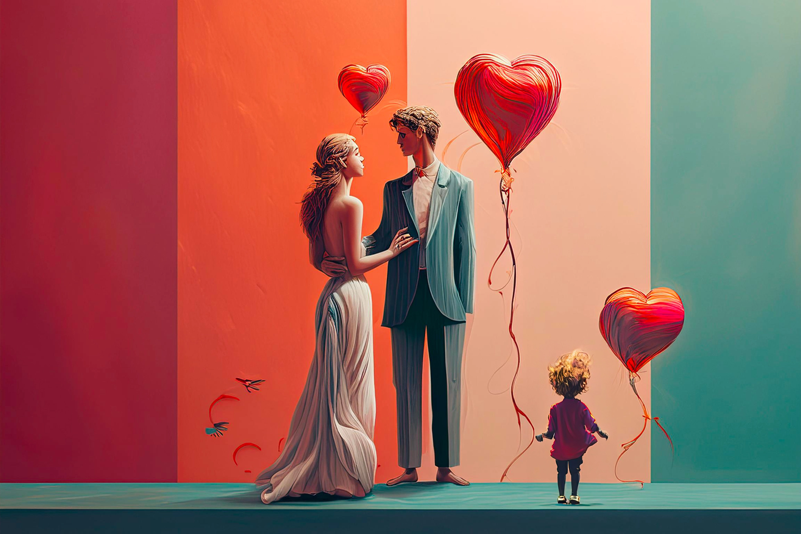 Parents sharing love as they watch their child play joyfully