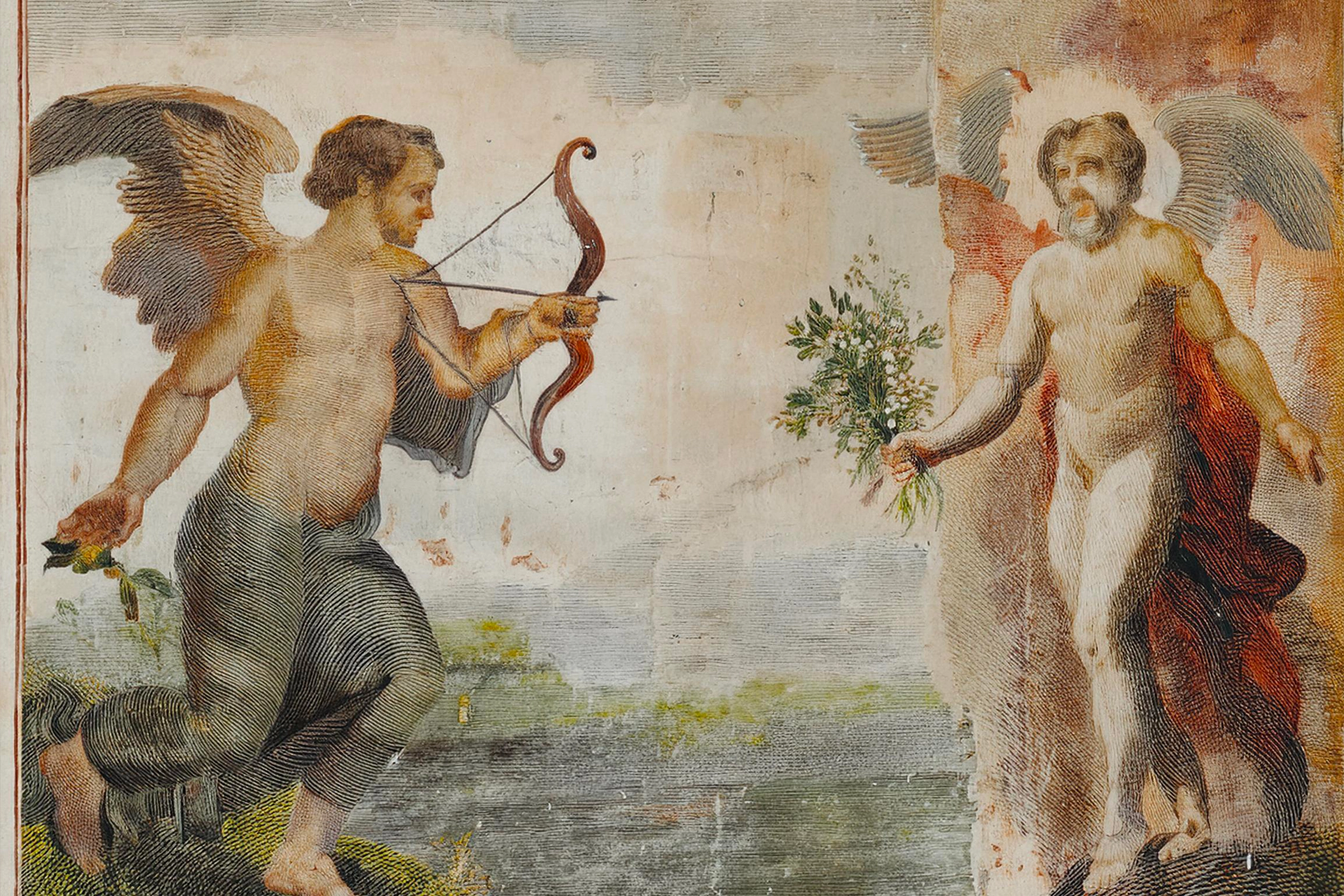 A vintage image of two angels, symbolizing divine love and protection