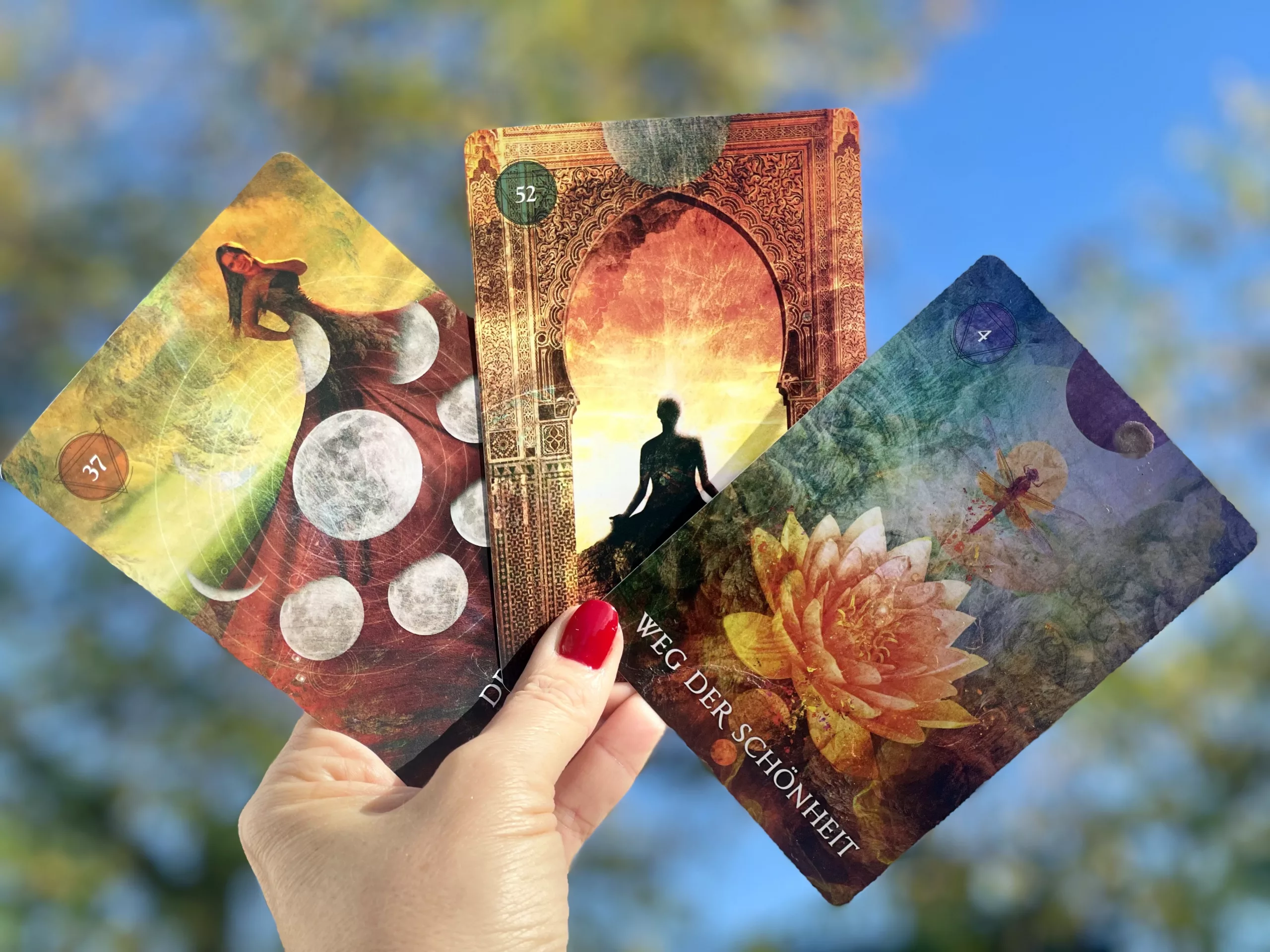 Tantra Three cards representing mind, body, and spirit, symbolizing holistic balance and inner harmony