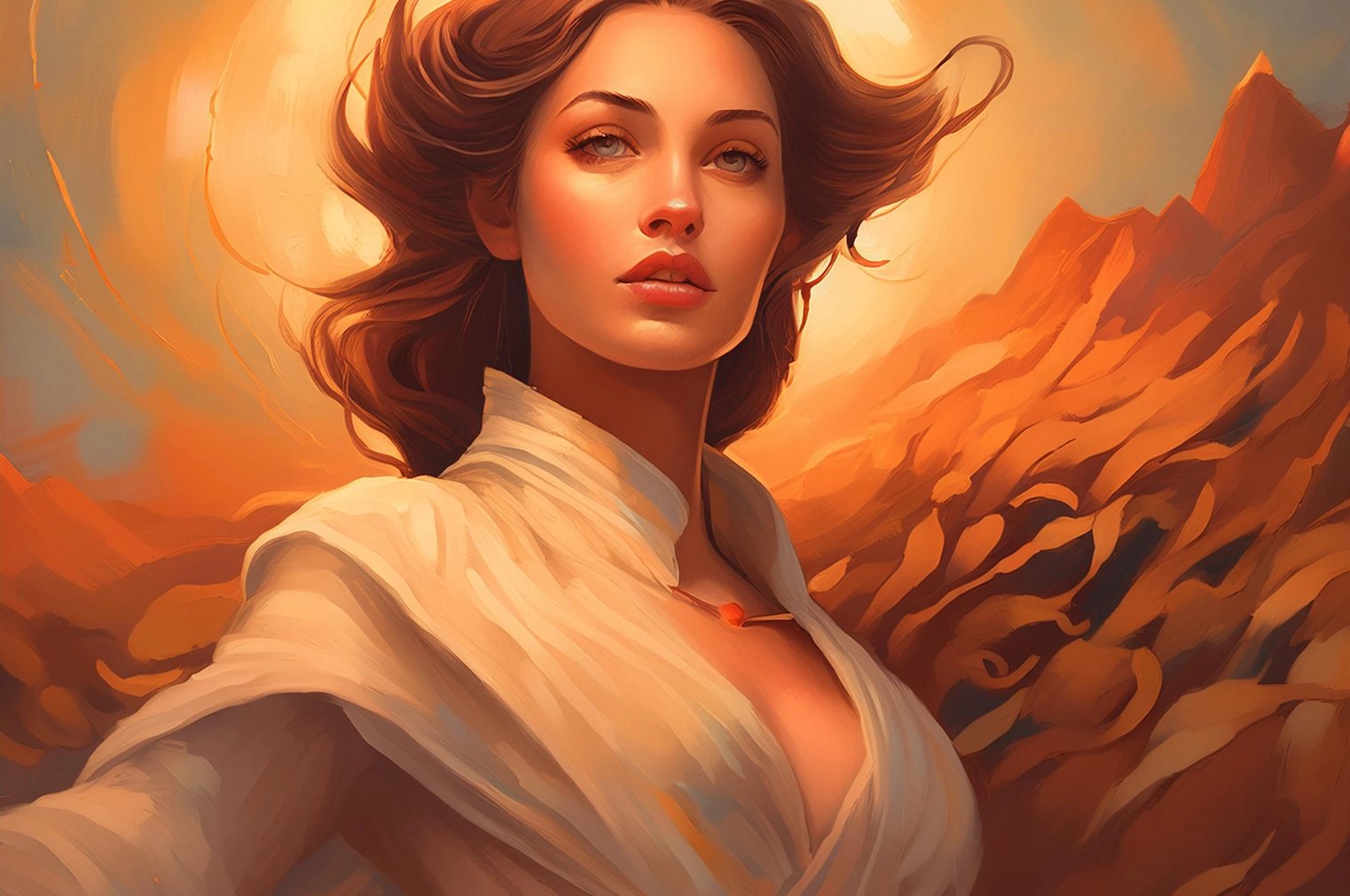 Feminine allure and confidence radiating through beauty and sensual presence