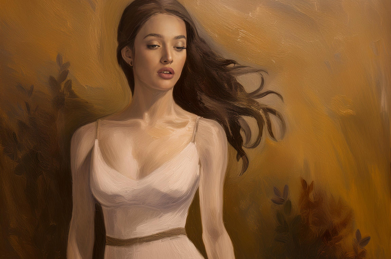 Inner and outer beauty shining through feminine elegance and natural sensuality