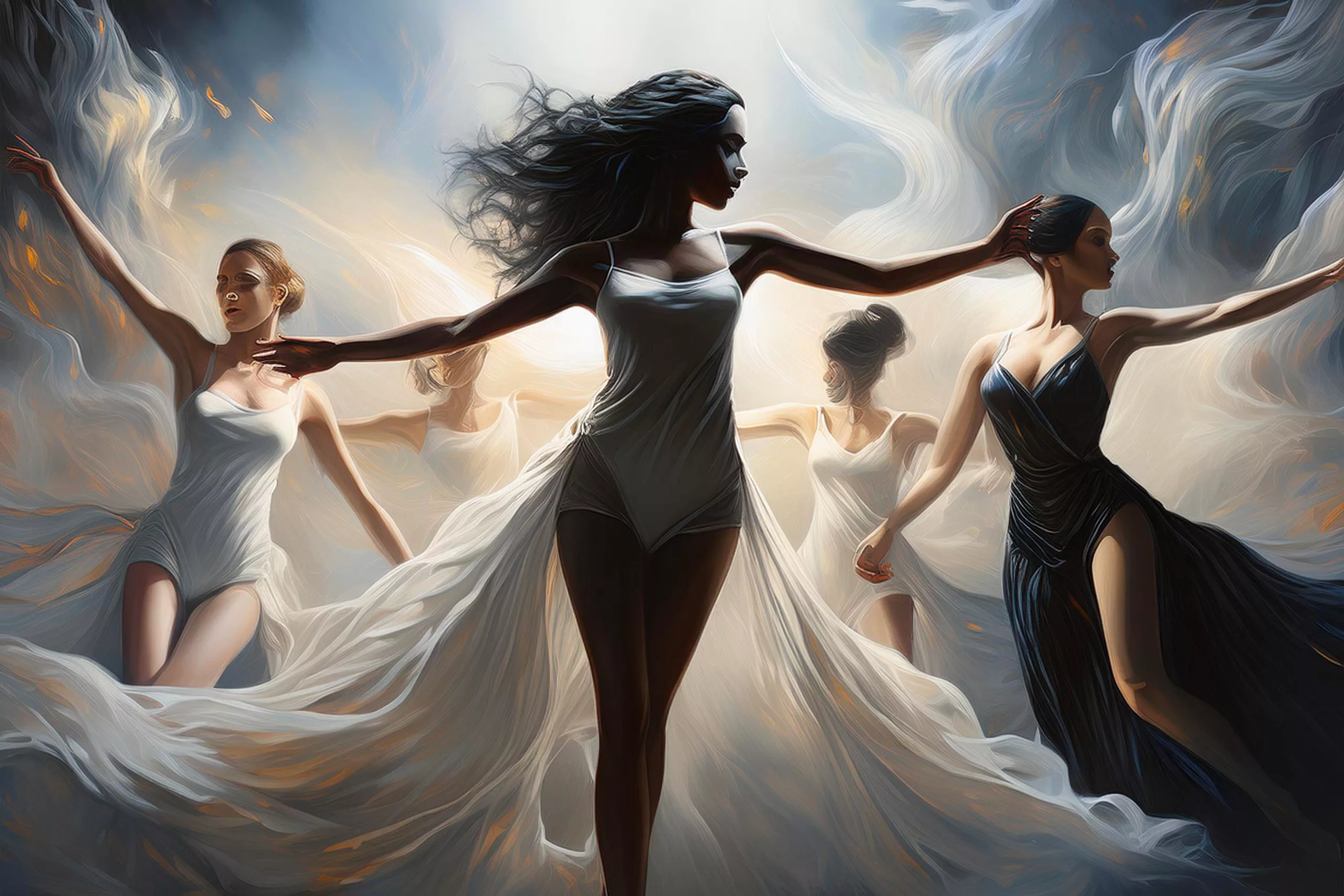 Tantra When Beauty Disturbs and Awakens the Shadow – A collection of women of diverse beauty, each radiating unique elegance and strength, embodying the power and complexity of beauty that can provoke both admiration and envy.