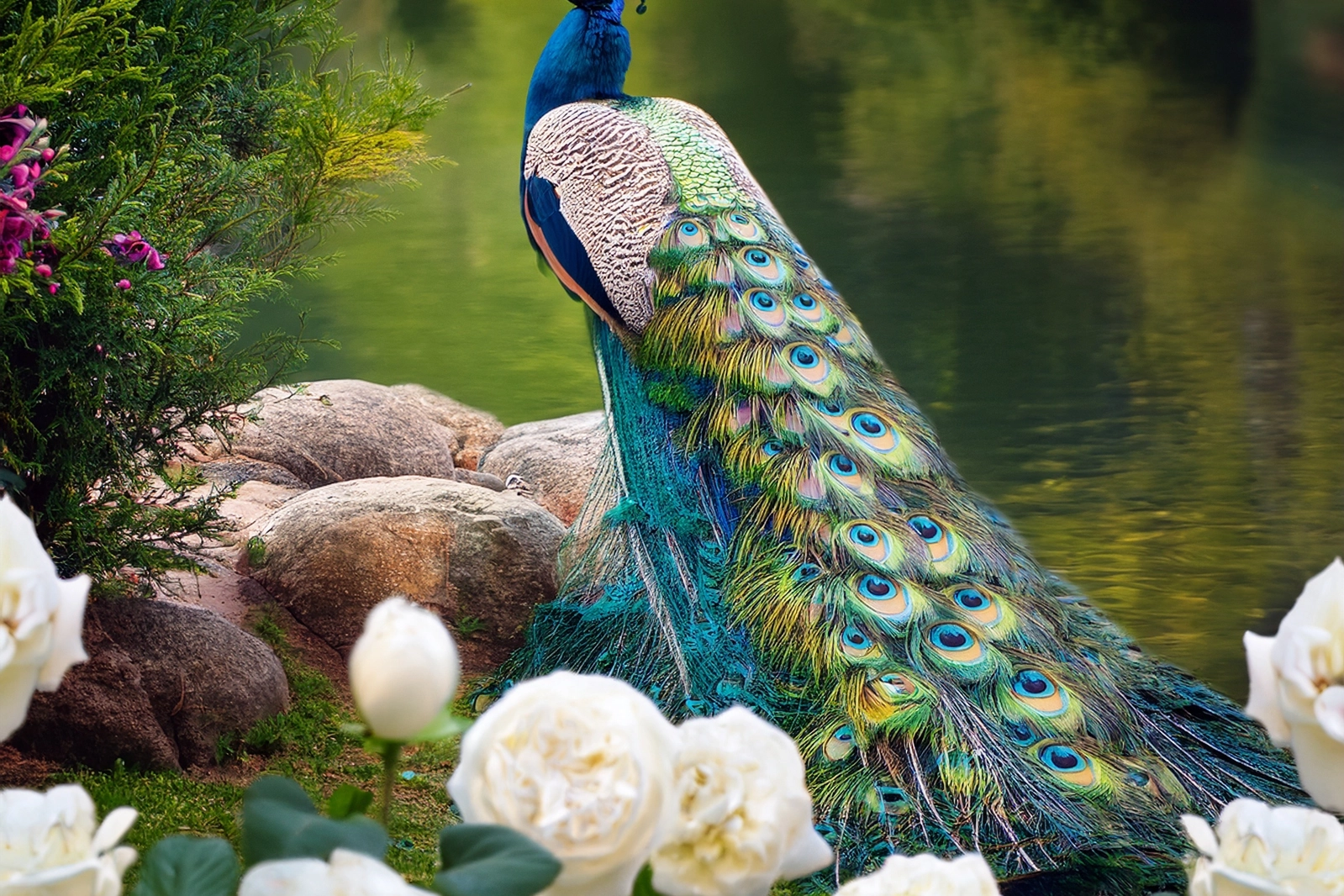 Feathers of the Soul: Slow Inner Radiance — a delicate close-up of a peacock’s feathers, symbolizing the gentle unfolding of inner light and spiritual transformation